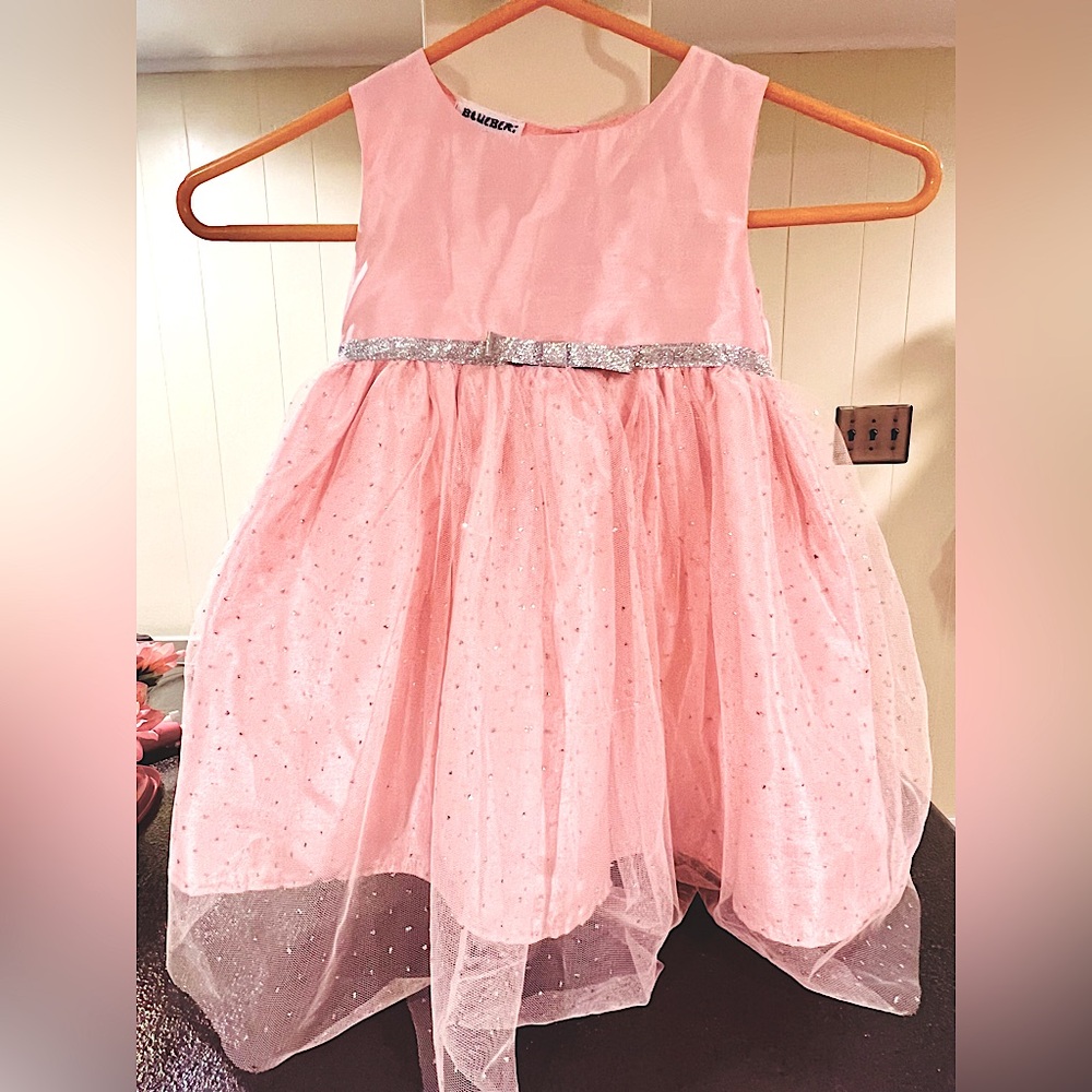 Toddler 2T Girl’s Pink & Silver Sparkle Party Dress